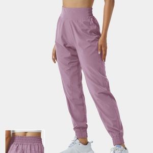 Purple Halara high waisted elastic waistband casual joggers. Size small.